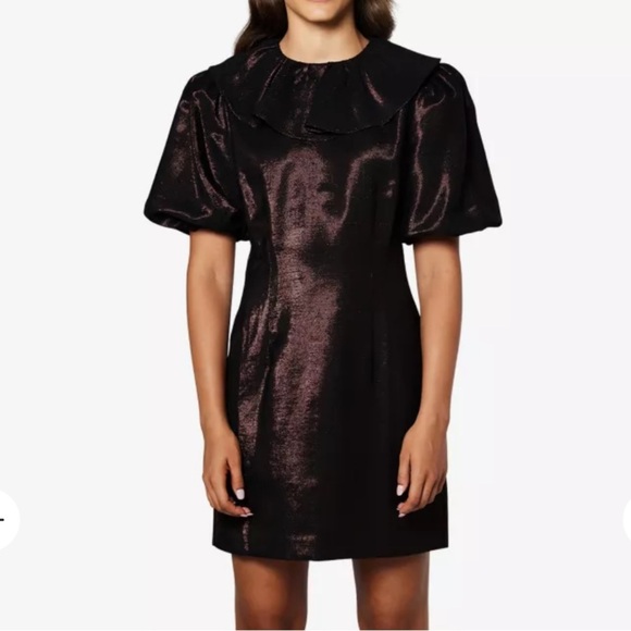 aligne Dresses & Skirts - New Aligne Co. Anthropologie shiny Gara Rust black lurex mini dress